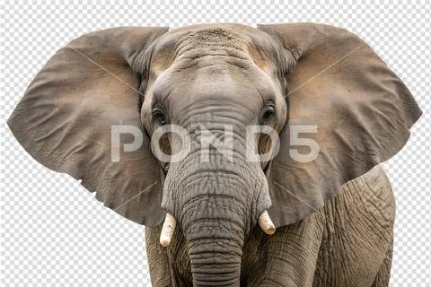 Close-up of african elephant's wrinkled face PSD Template