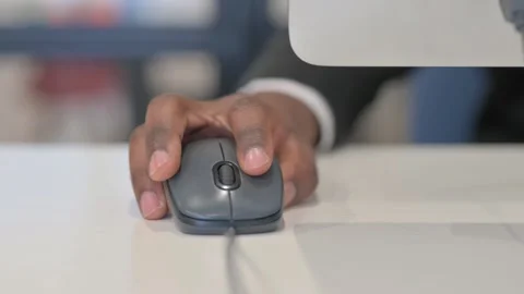 Close up of African Male Hand Using Computer Mouse Stock Footage 301292799