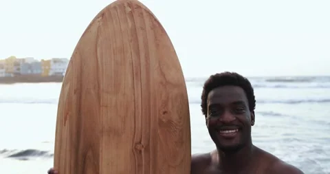 Close up of african surfer man looking in camera Stock Footage 151685134