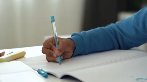 Close up. Afro american boy is studying online Stock Footage 169614521