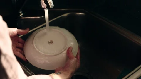 Close Up - After Dinner Dishwashing Stock Footage 114077412