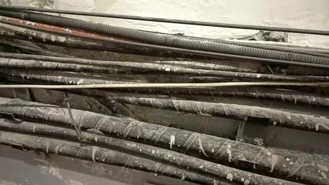 Close up of ahigh voltage cables Foto stock