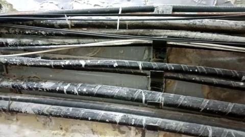 Close up of ahigh voltage cables Foto stock