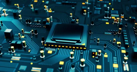 Close Up AI Powerful Modern Computer Processor On Motherboard. Stock Footage 288123974
