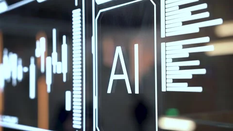 Close up of AI symbol, Artificial Intelligence, Data Science concept and symbol Stock Footage 330484483