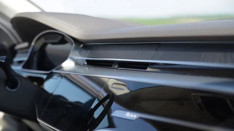 Close up of air condition opening up in an Audi A8 Stock Footage 107450496