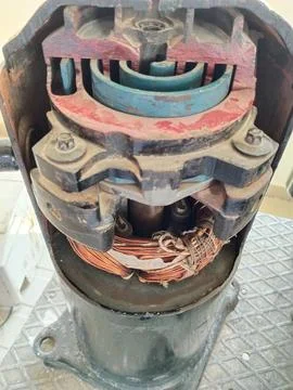 Close up  Air conditioner compressor for study Stock Photos