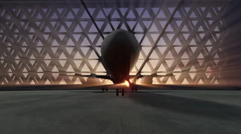 Close-up of aircraft in the hangar Video stock 33958724