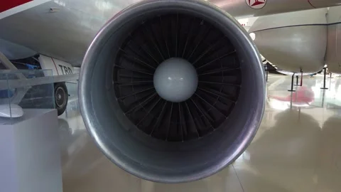 Close up of airplane engine during maintenance. 4K Stock Footage 139534841