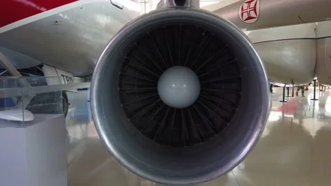 Close up of airplane engine during maintenance. 4K Stock Footage 139534872