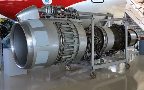 Close up of airplane engine during maintenance 写真素材