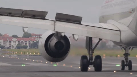 Close up of airplane engine during takeoff Video stock 300583618