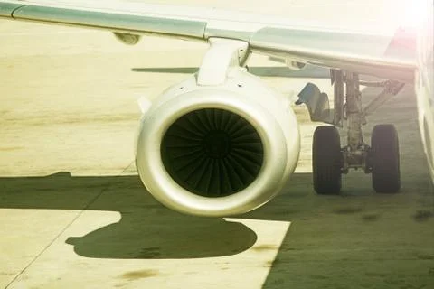Close up on airplane engine Stock Photos