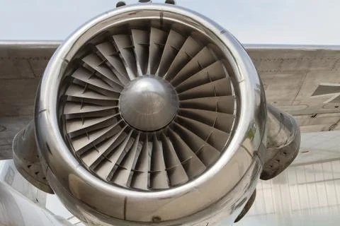 The close up of an airplane engine Stock Photos
