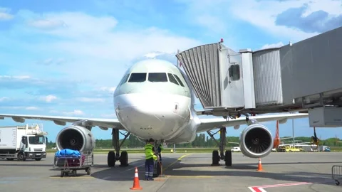 Close up of an airplane engine on service. Kyiv, Ukraine 20.09.2021 Video stock 170573302