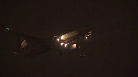 Close Up Of Airplane Flying at Night Stock-Footage 19012819