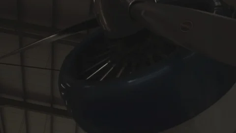 Close up of an airplane helix inside a hangar Video stock 127423004