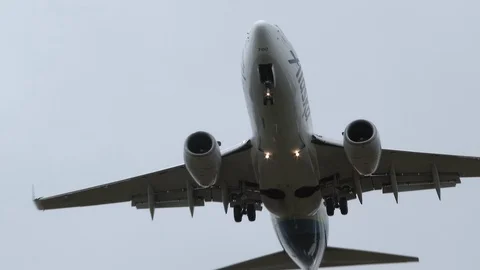 Close Up On Airplane Passing Overhead Stock Footage 71013007