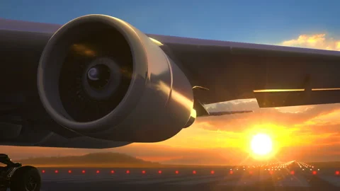 Close to airplane turbo jet engine rotating with visible exhaust seamless loop Stock Footage 116508017