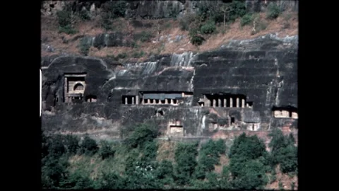 Close-up of Ajanta Caves Video stock 277976388