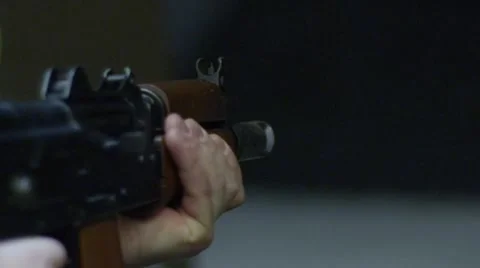 Close up of AK47 Being Fired in Slow Motion Stock-Footage 45980469