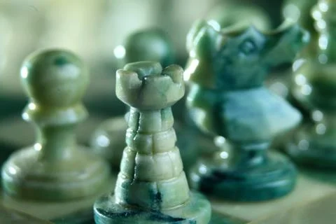 Close up alabaster chess b Foto stock