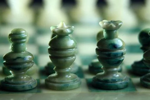 Close up alabaster chess c Foto stock