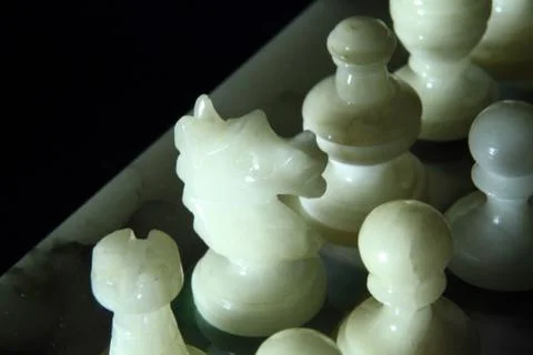 Close up alabaster chess d Stock Photos