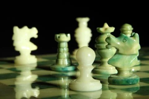 Close up alabaster chess g Foto stock