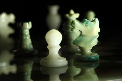 Close up alabaster chess h Stock Photos