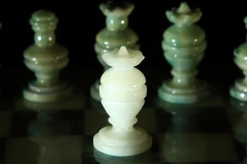 Close up alabaster chess i Stock Photos