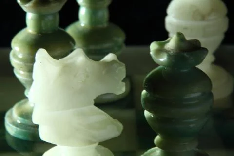 Close up alabaster chess k Stock Photos