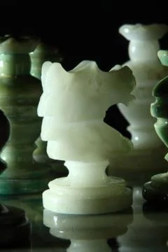 Close up alabaster chess l Stock Photos