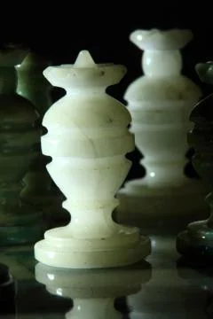 Close up alabaster chess m Foto stock