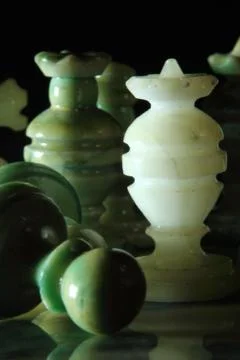 Close up alabaster chess n Stock Photos