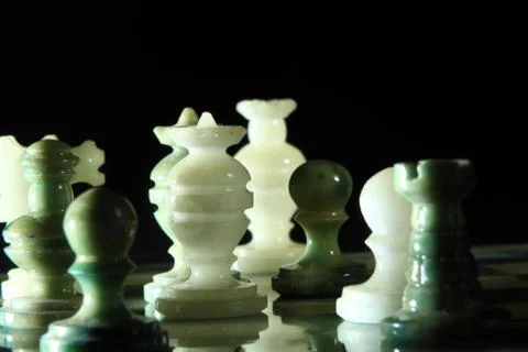 Close up alabaster chess p Stock Photos