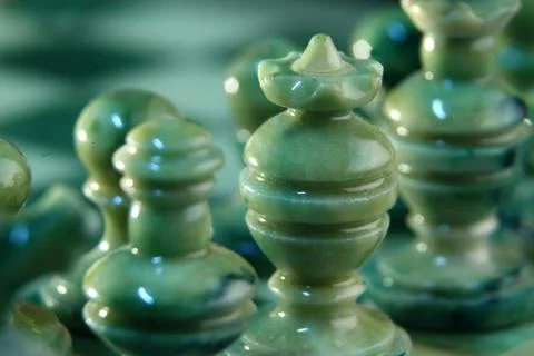 Close up alabaster chess a Stock Photos