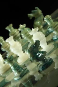 Close up alabaster chess Stock Photos