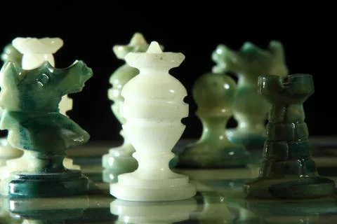 Close up alabaster chess q Foto stock