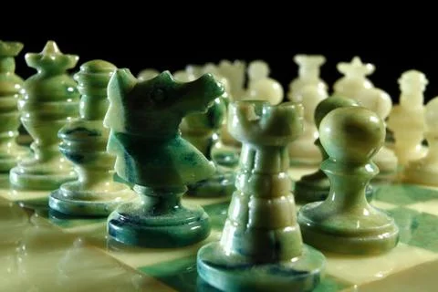 Close up alabaster chess u Foto stock