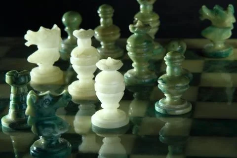 Close up alabaster chess v Stock Photos