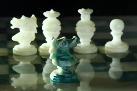 Close up alabaster chess x Stock Photos