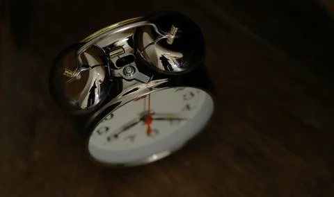 Close up of an alarm clock on a table Stock Photos