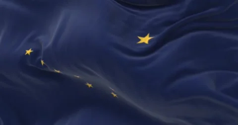 Close-up of the Alaska state flag waving Video stock 269364669