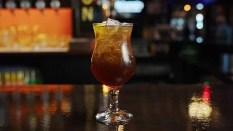 Close-up of a alcohol cocktail In a pub Stock Footage 301411845