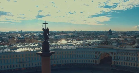 Close up of Alexander column, built between 1830 and 1834 on Palace Square, in 스톡 동영상 84374068
