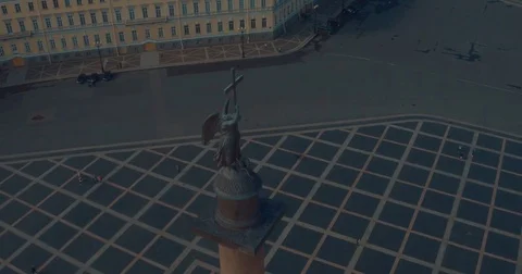 Close up of Alexander column, built between 1830 and 1834 on Palace Square, in 스톡 동영상 84375038