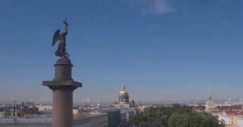 Close up of Alexander column, built between 1830 and 1834 on Palace Square, in 動画素材 84508427