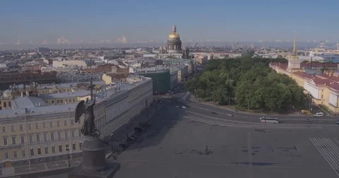 Close up of Alexander column, built between 1830 and 1834 on Palace Square, in 스톡 동영상 84508488