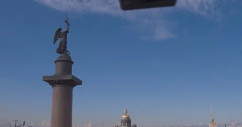 Close up of Alexander column, built between 1830 and 1834 on Palace Square, in 스톡 동영상 84508529